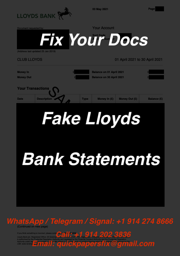 fake lloyds bank statement